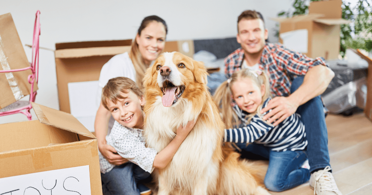 dog with smiling family
